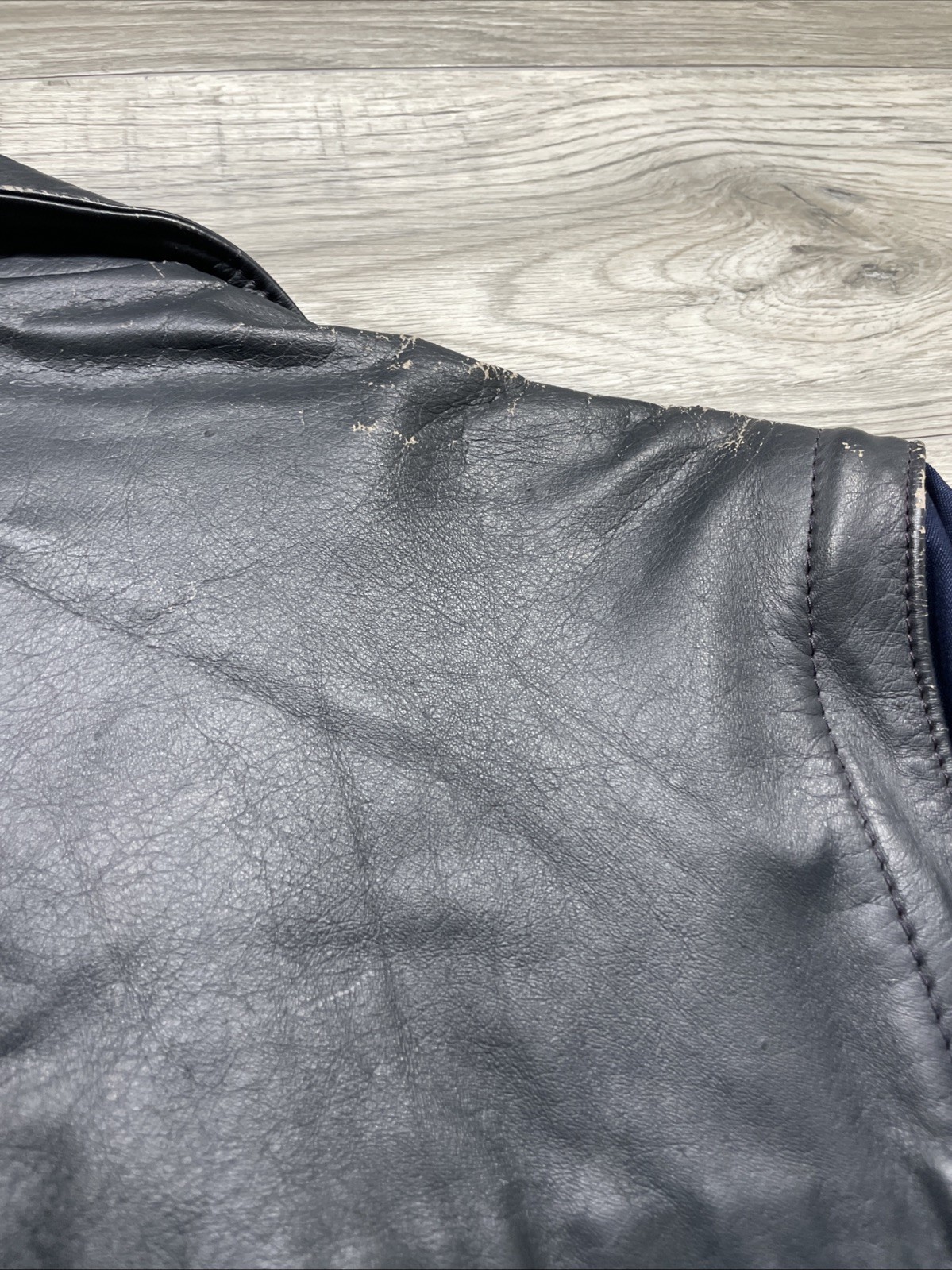 Vintage 1980s Oleg Cassini Leather Jacket Black And Navy Designer Sz 44 L Rare image 10