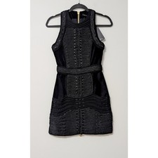 balmain h&m black dress 2015 Balmain H&M Black Braided Details Contemporary Dress