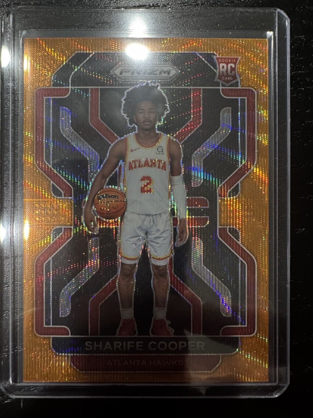 2021-22 Panini Prizm Sharife Cooper Orange Wave RC 56/60 Atlanta Hawks