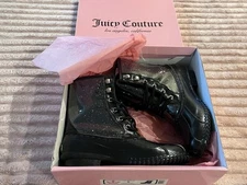 Juicy Couture Women's Black Glitter Talos Duck Rain Boots Size 8 Size 8 – Unworn
