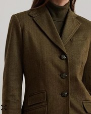 Ralph Lauren Women Herringbone 2 Blazer horse buttons equestrian jacket 295