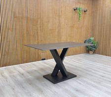 Furniture Village 'Warrior' Fixed Dining Table Grey Stone Top 135cm NEW