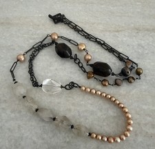 Retired Silpada Freshwater Pearl Quartz Sterling Chain Necklace N1421 36