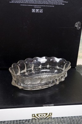 Vintage Fostoria Glas klar oval Schale Muster Kristall 60er Teller Servier selten