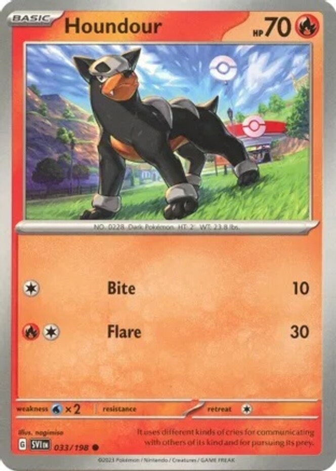 Houndour - 033/198 - Common (Lp) Scarlet & Violet - Base Set - Fire Pokémon