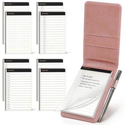 WEMATE 10 Pieces Small Notepad Holder Set Pocket Notebook - Included Mini Poc...