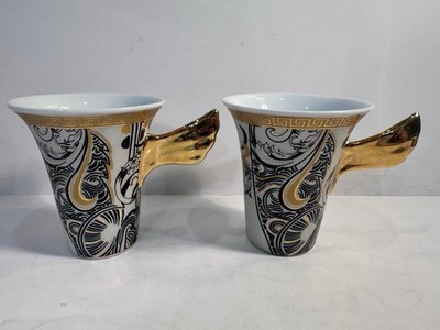 PAIR Rosenthal Versace Classic Medusa Winged Coffee Cups Pat Weider Collection
