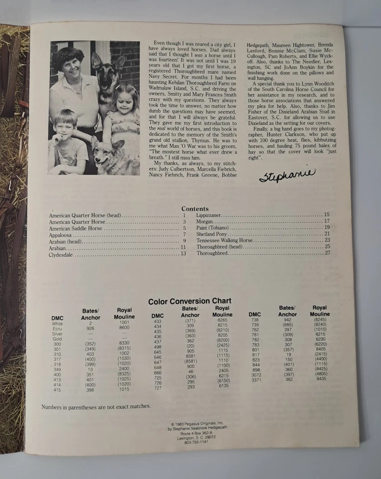 Vintage Horses Cross Stitch Leaflet Pegasus 1983 Thoroughbred Stephanie Seabrook - Image 3 of 4