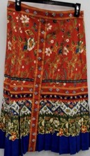 Tory Burch Women's Dayton Samba Batik Floral Print Multicolor Size 8 Skirt