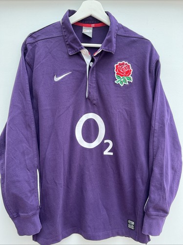 England 2009/10 Away Rugby Shirt Nike Purple Long Sleeve Mens Large L