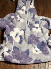 Abercrombie Kids Girls 13/14 Purple Floral Sherpa Fleece Hoodie Half Zip