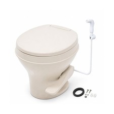 SEAFLO Residential Height RV Toilet with Sprayer Attachment,Soft Close Seat