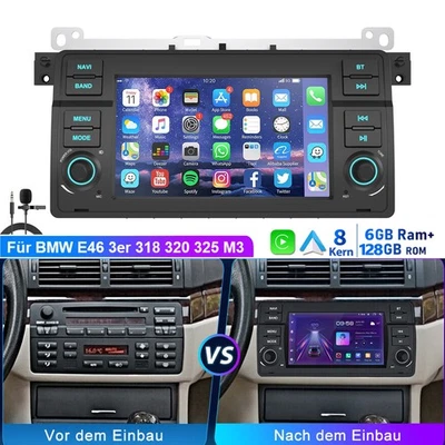 Android 14 Autoradio Carplay DSP GPS Navi 6+128GB Für BMW E46 3er 318 320 325 M3