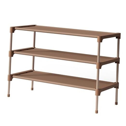 Premium Non-Woven Shoe Rack Organizer Shelf in Medium Brown