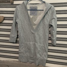 American Eagle Women's Grey Embroidered Hoodie Sz S