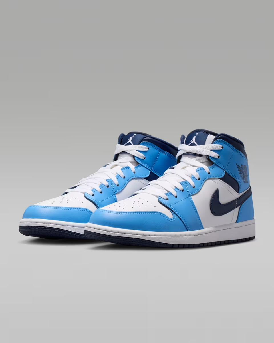 Jordan 1 Mid University Blue White Sail Midnight Navy Men's | Size