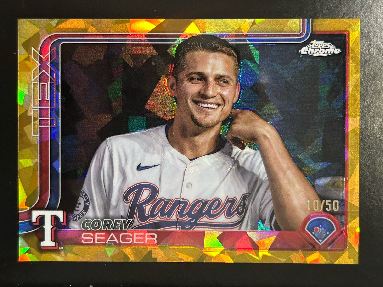 2025 Topps Chrome Sapphire Corey Seager Image Variation Gold #9/50 Rangers