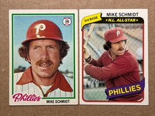 Mike Schmidt 1978 & 1980 Topps Baseball Cards. Phillies.