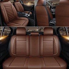 Universal 5 Seat Car Seat Cover Full Set Luxury Faux Leather Waterproof -FGQA