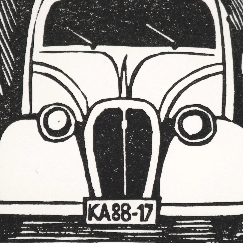 CONRAD FELIXMÜLLER HOLZSCHNITT NEUJAHR 1960 UNIVERSITÄT HALLE AUTO VP: 100€* - Bild 3 von 4