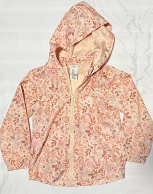 Max Studio Kids Girls Floral Lined Hood Full Zip Jacket 5T Raincoat Windbreaker