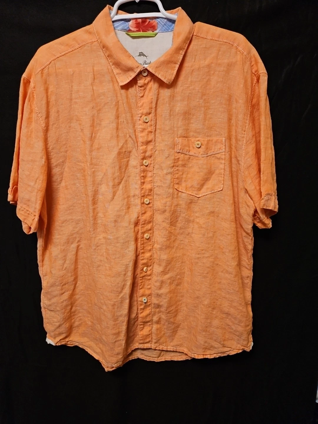 Tommy Bahama Relax Men’s XL Linen Short Sleeve Button Down Shirt Orange