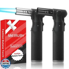 2 Pack Refillable Butane Torch Lighter with Adjustable Jet Flame, Portable Cu