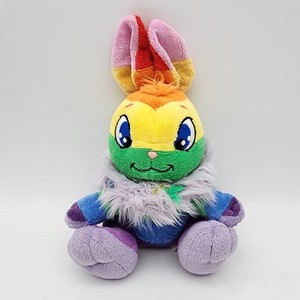 Neopets Rainbow Cybunny Bunny Stuffed Plush 9" Rabbit Limited Rare Colorway 2007
