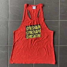 Gymshark Red Stringer Tank Top L SS20 Graphic Print Gym Muscle Tee Men’s
