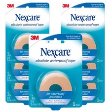 Nexcare Absolute Waterproof Tape 1" x 5yd - 7 Rolls Breathable Medical Brand