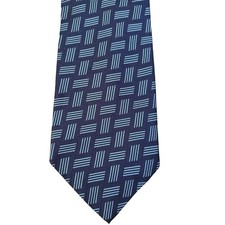 Lauren Ralph Lauren Mens Necktie Navy Blue Geometric Silk Hand Finished USA