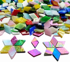 Magic Iridescent Mosaic Tiles for Crafts, 530 Pieces Colorful Stained Glass Shee