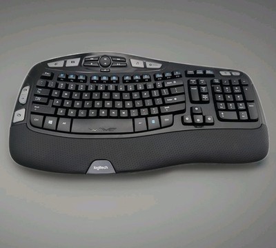 NO DONGLE Logitech K350 Black Wave Wireless Keyboard Ergonomic