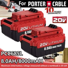 2-PCS 20 Volt for Porter Cable 20V MAX Lithium-ion 8.0Ah Battery PCC685L PCC680L