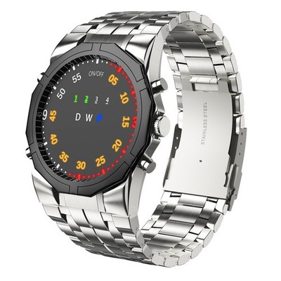 TVG Men's Creative Binary LED Digital Waterproof Watch，Sports Silver
