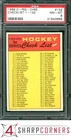 1969 O-PEE-CHEE #132 HOCKEY CHECKLIST 1-132 POP 7 PSA 8 SET BREAK