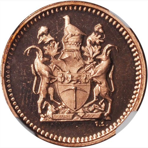 1970 Rhodesia 1/2 Cent, NGC Proof 64 Red Cameo, Superb, Zimbabwe, Southern - Picture 2 of 3