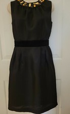 DOLCE & GABBANA SILK BELOW THE KNEE FITTED, EMBELLISHED  EVENING DRESS SZ 42