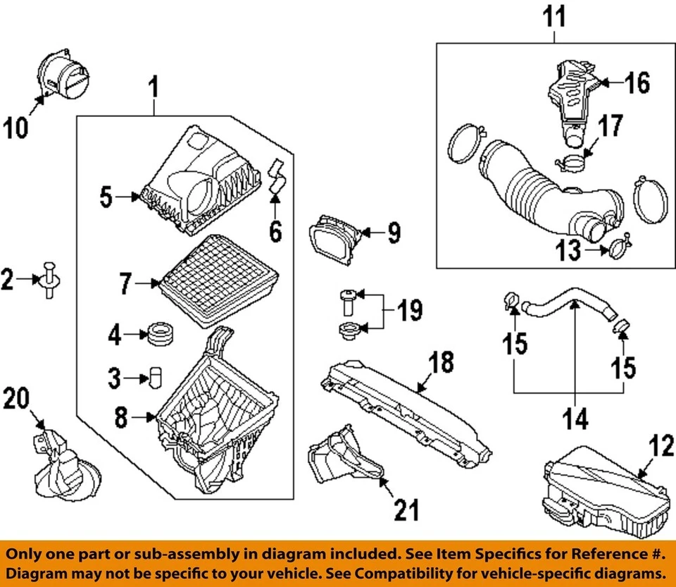 Conjunto de filtro de aire usado se adapta a: Hyundai Equus SDN 2014 5,0 grado A Foto 3 de 4