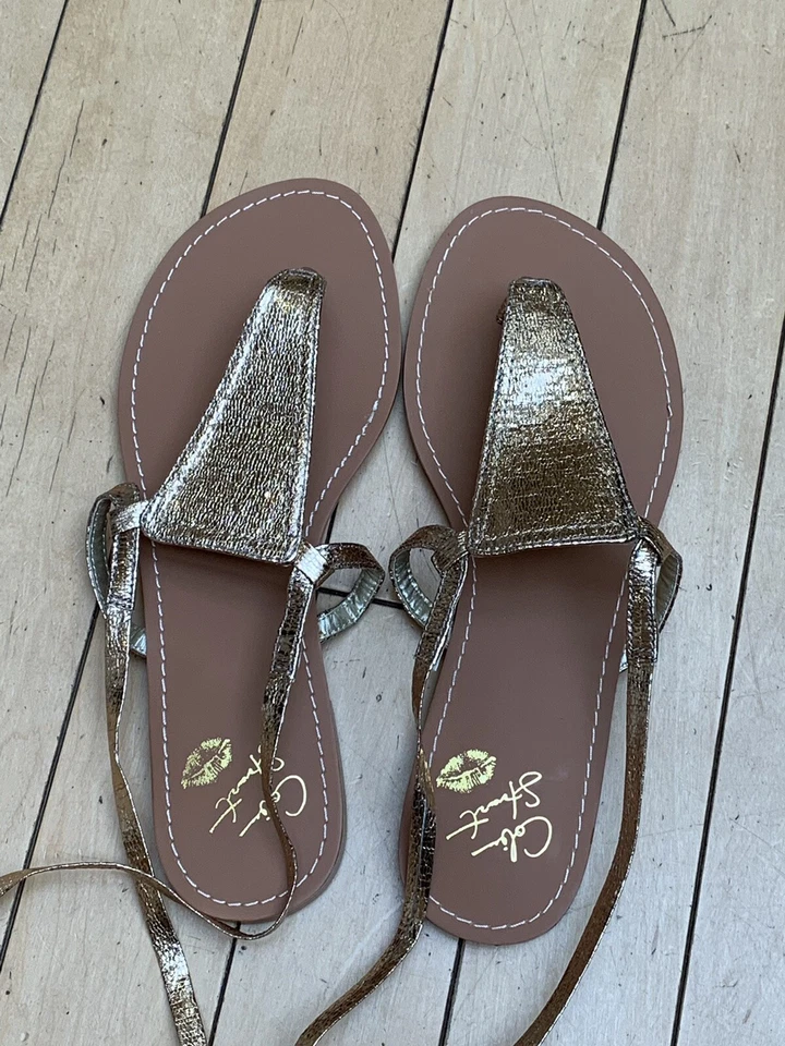 Sapatilhas femininas Colin Stuart tornozelo cor champanhe metálico tamanho 7 - Imagem 3 de 4