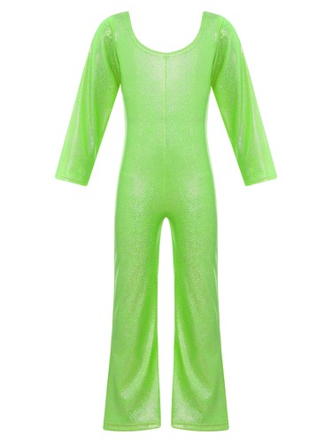Kids Girls Bodysuit One Piece Jumpsuit Color Block Unitard Long Sleeve Costume - Picture 50 of 78
