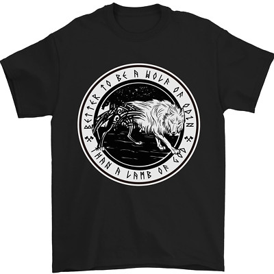 Viking a Wolf of Odin Than a Lamb of God Mens T-Shirt 100% Cotton