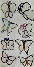 RAINBOW FOIL Outlined Clear BUTTERFLY Stickers 10pc Insect Caterpillar Flutter