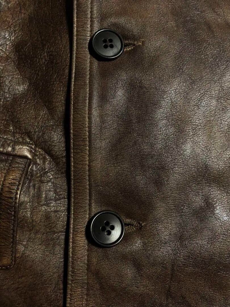 RRL Ralph Lauren Shearling Collar Leather Ranch Coat Jacket Men's Size XL USED image 8