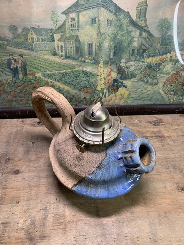 Vintage Stoneware Pottery Oil Lamp Base Handmade And Dated ‘86- Built Well - Picture 4 of 9