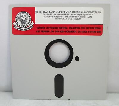Vintage 1989 Atari Cat Nap Super VGA Video Demo on 5.25'' PC Floppy Disk - Tested