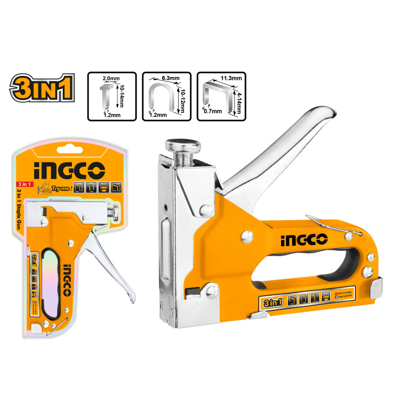 INGCO Handnagler Heftmaschine für Holz verstellbar - 3 in 1