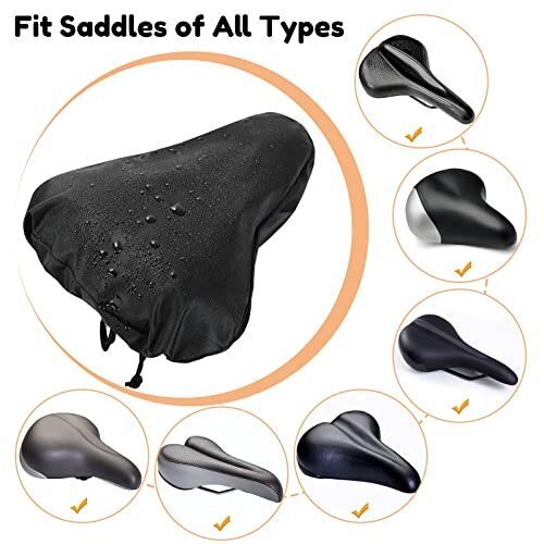 3 Pieces Waterproof Bike Seat Rain Cover with Drawstring Mountain Bicycle Seat - Picture 3 of 7