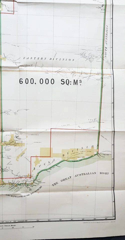 Mapa plegable antiguo grande John Forrest de arrendamientos pastorales de Australia Occidental 1890 Foto 2 de 4