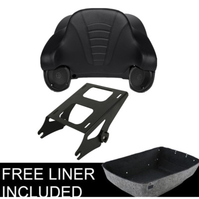King Trunk Speakers Mount Rack Backrest Pad Fit For Harley Touring 2014-2025 23